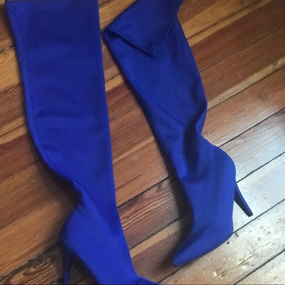 Blue heels boots